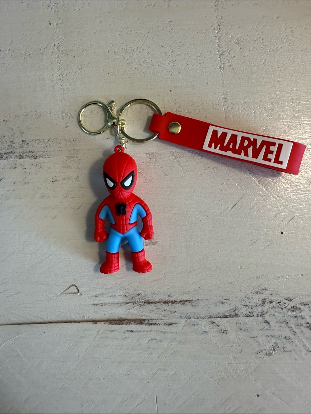 Spider Hero Keychain Red Blue Comic Style Figure Key Ring
